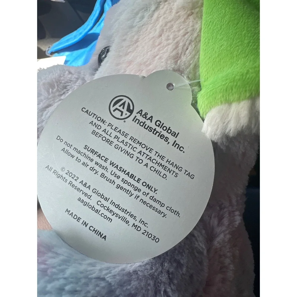 A&A Global Industries Tie Dye Elephant Plush Pink Blue Green Stuffed Animal 2022